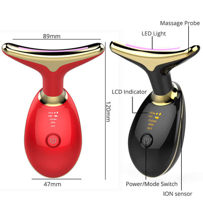 Thermal Neck LiftingSkin and SatinMy StoreThe Thermal Neck Lifting and Massager is a color light beauty instrument that can clean skin, EMS care, warm moisturize, and integrate positive ions + negative ions Thermal Neck Lifting and Massager