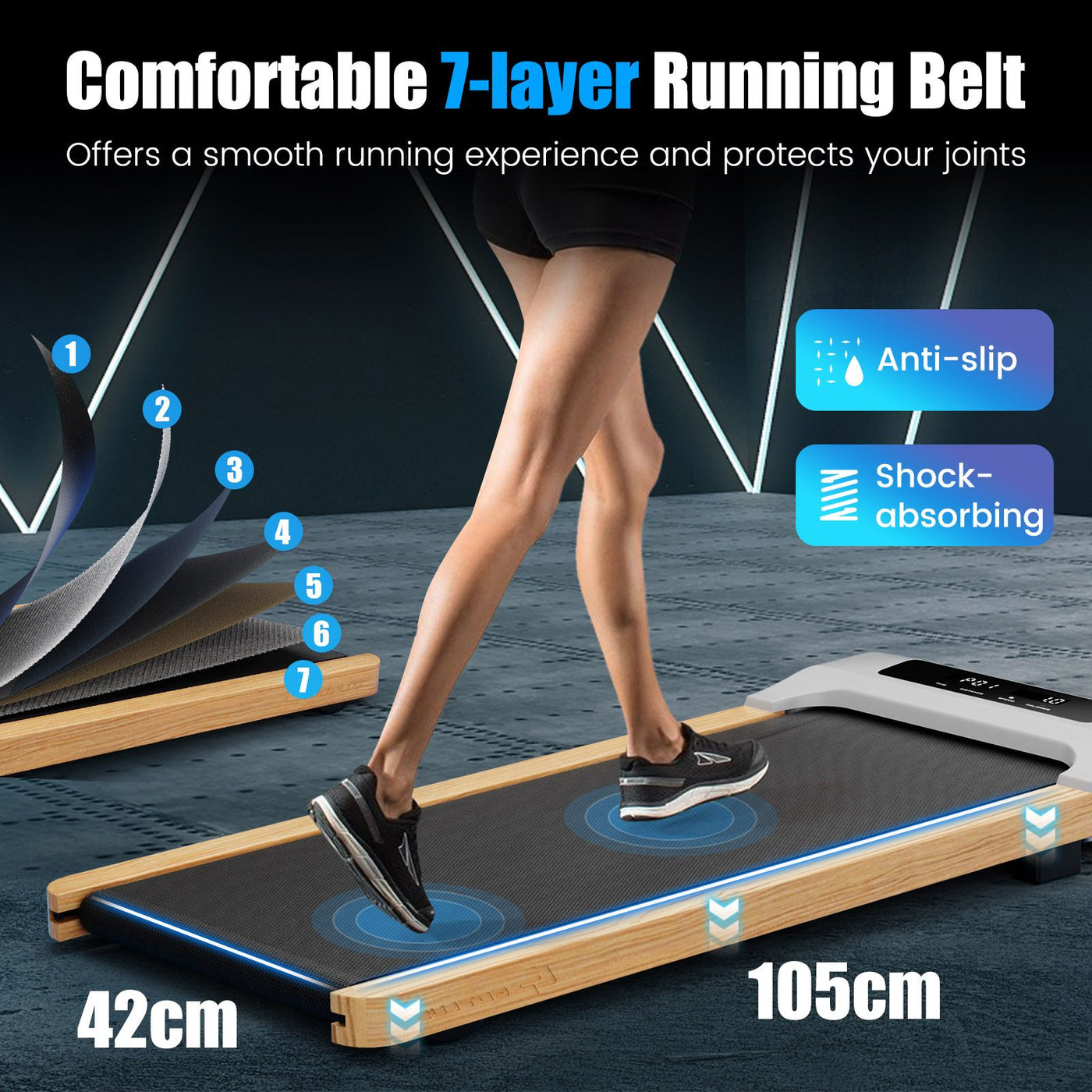 Under Desk Treadmill Walking Pad with 7-Layer Running Belt